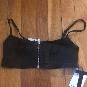 Black leather Alexander wang bralette